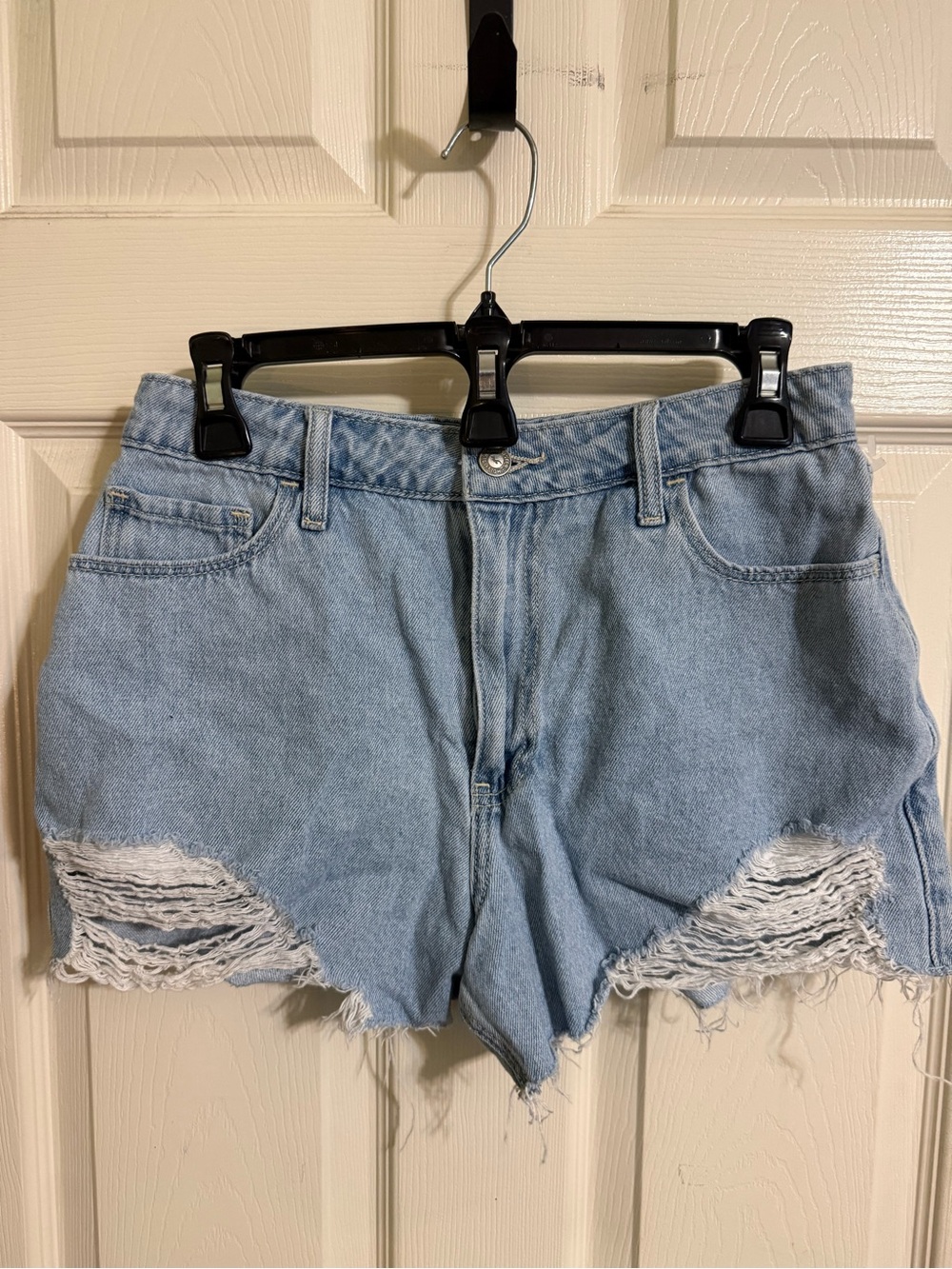 Hollister Light Blue Distressed Denim Shorts